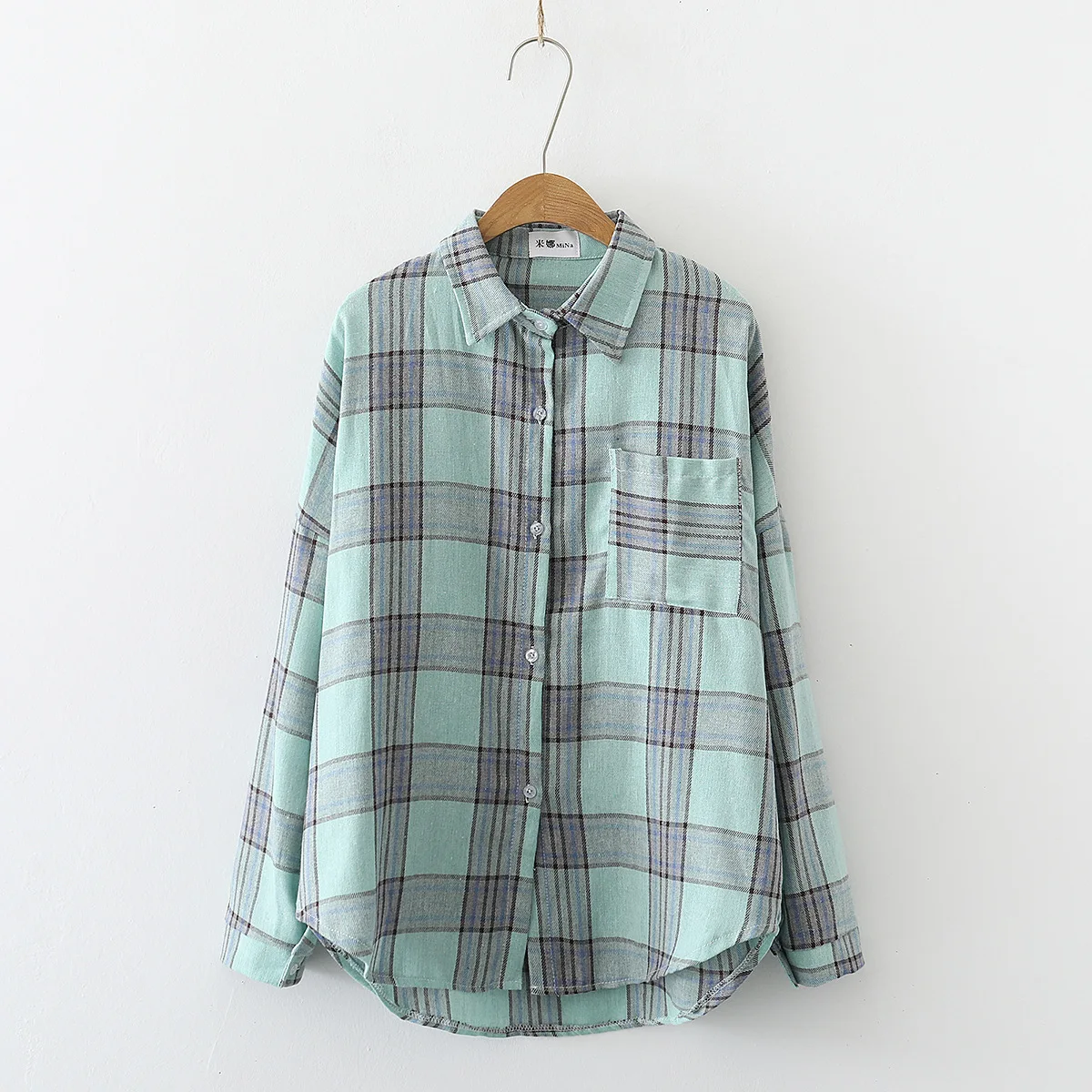 

2020 Autumn New Women Long Sleeve Plaid Cotton Shirts Blouses Casual Office Lady Workwear Tops Shirts Blusas