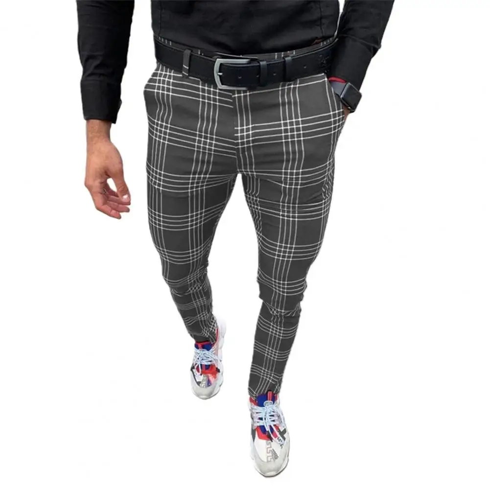 

Casual Men Trousers Striped Soft Slim Fit Plaid Pants Business Pants Men Trousers