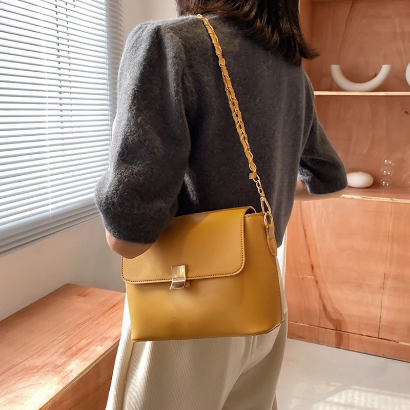 

Luxury Chain Buckle Women's Shoulder Bags Casual Pu Leather Commuter Crossbody Bags for Women Famous Design Female Messenger Bag