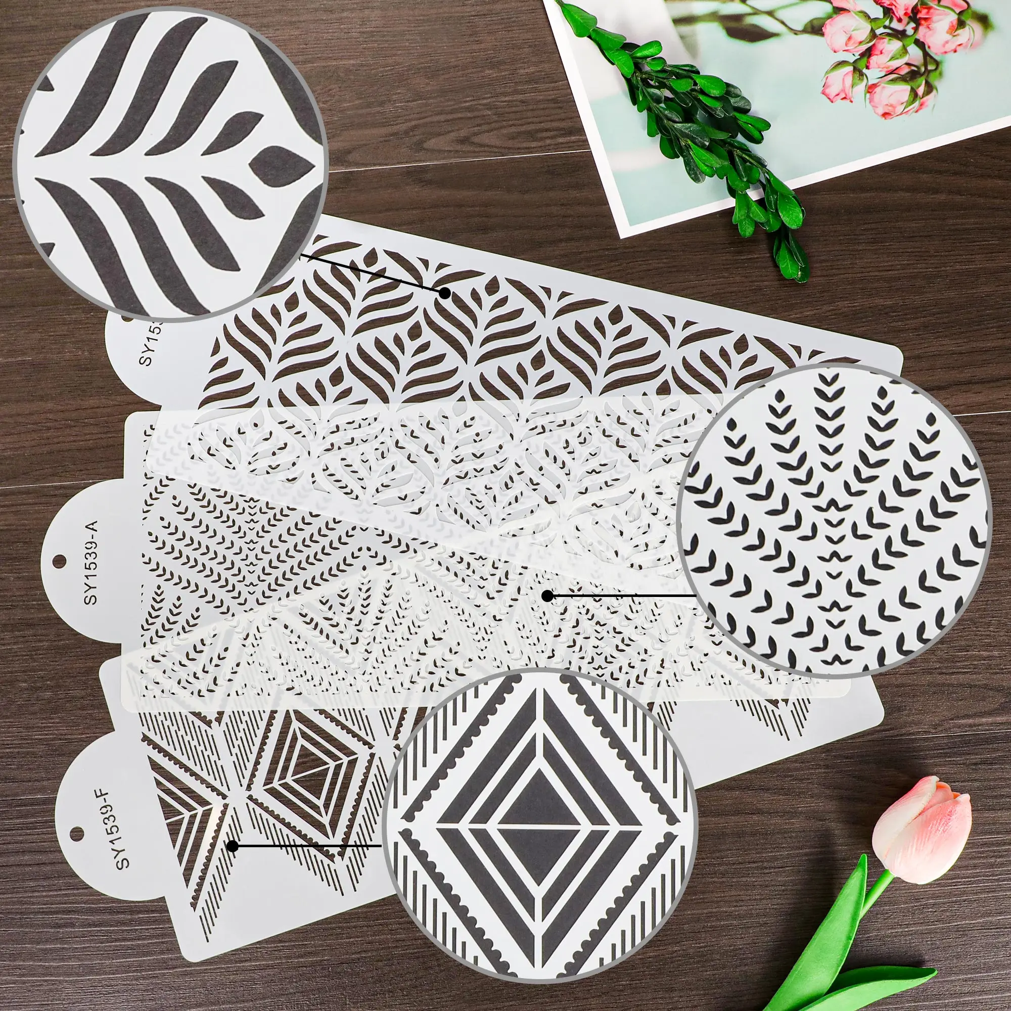 

Diy Bohemian Style Stencils Sugar Sieve Mold Fondant Printing Mold Hollow Wedding Cake Edge Decoration Template Baking Tools