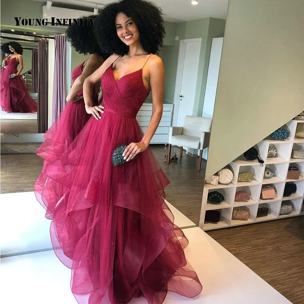 

Пикантное фиолетовое платье в пол для девочек, на тонких бретелях, с V-образным вырезом, с открытой спиной, ТРАПЕЦИЕВИДНОЕ вечерние нее плать...