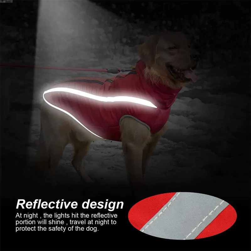 Waterproof Big Dog Clothes Winter Reflective Pet Jacket Outdoor Warm Labrador Clothing For Large Dogs Siberian Huskies Vest | Дом и сад