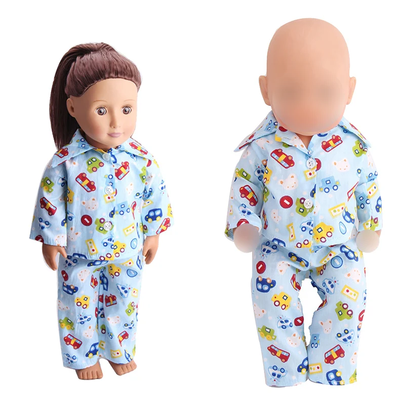 

Милые синие пижамные костюмы с принтом автомобиля + брюки подходят для новорожденных 43 см, 42 см Nenuco, аксессуары для одежды кукол для девочек ...