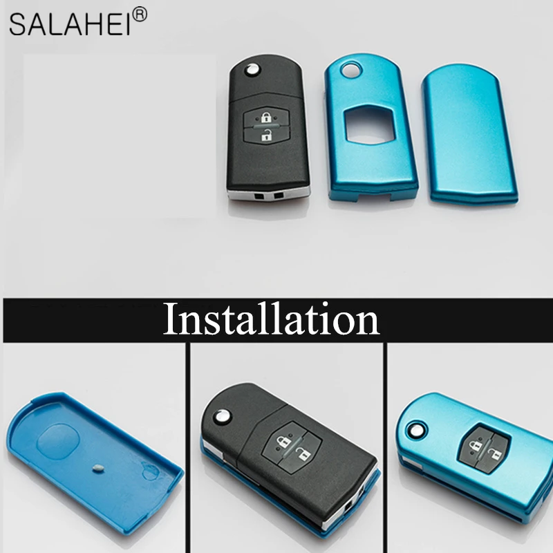 2 Buttons Colorful ABS Car Flip Folding Key Case Cover Protect For Mazda 3 5 6 CX7/CX9 RX8 MX5 Auto Remote Shell Accessories | Автомобили