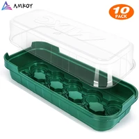 amkoy 10 pack seed starting kit plastic nursery pots seedling trays windowsill greenhouse trays with cover dome indoor outdoor