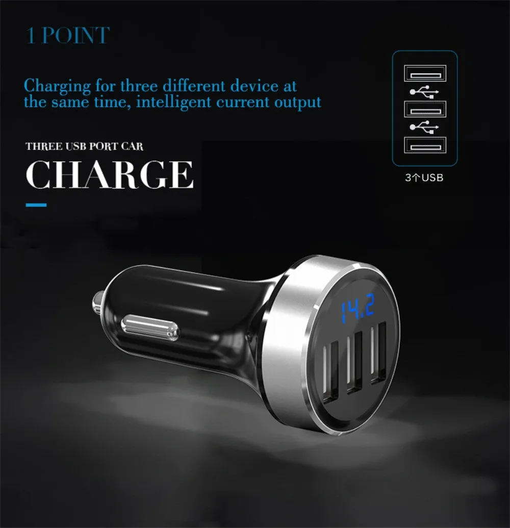 MOSUNX LEDHigh качество smart AP03 портативный 3USB порт автомобильное зарядное устройство Быстрая зарядка дорожный адаптер UQ для samsung xiaomi huawei