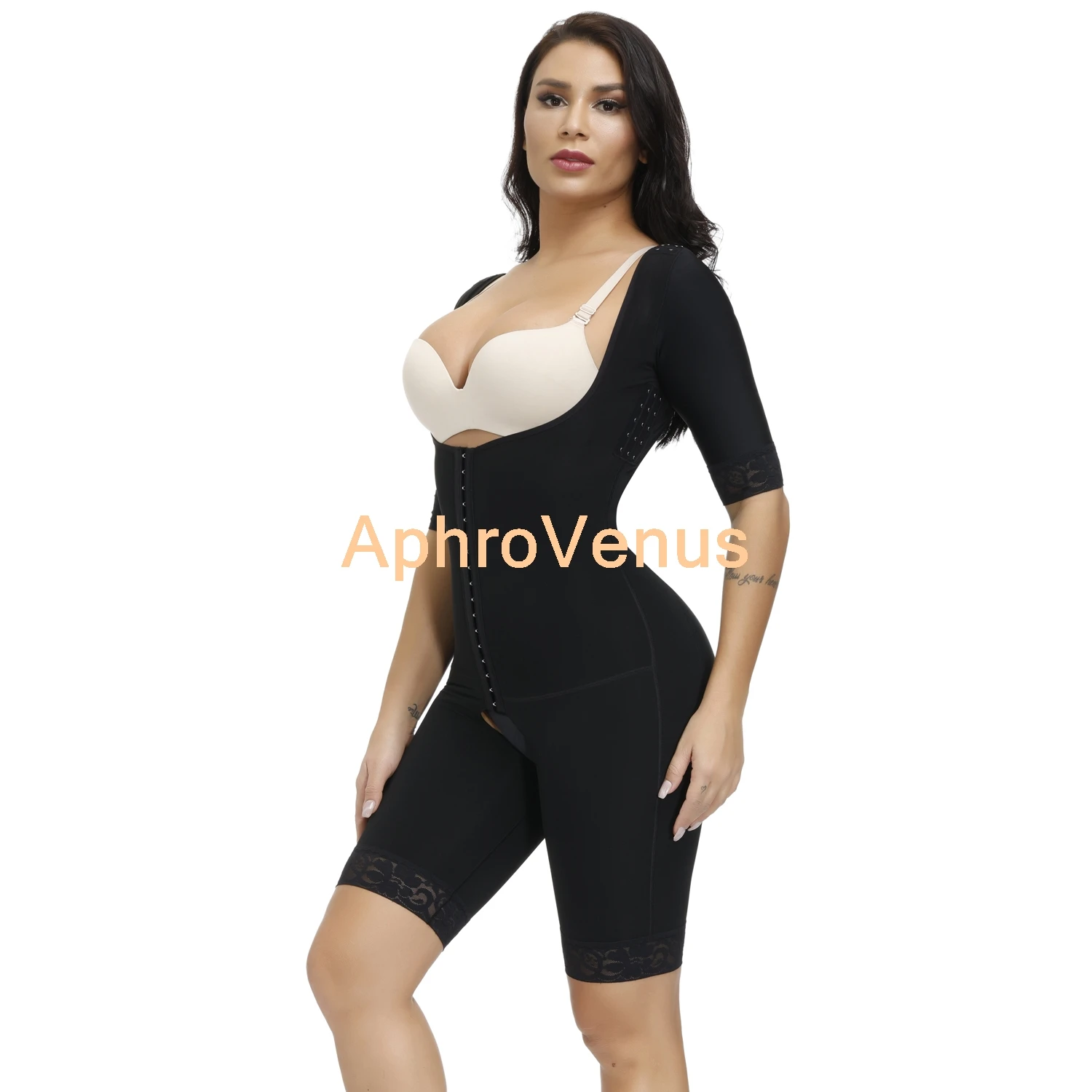 Women Bodysuit Shapewear Post Surgery Compression Garment Firm Control Body Shaper with Sleeves Faja Shapewear