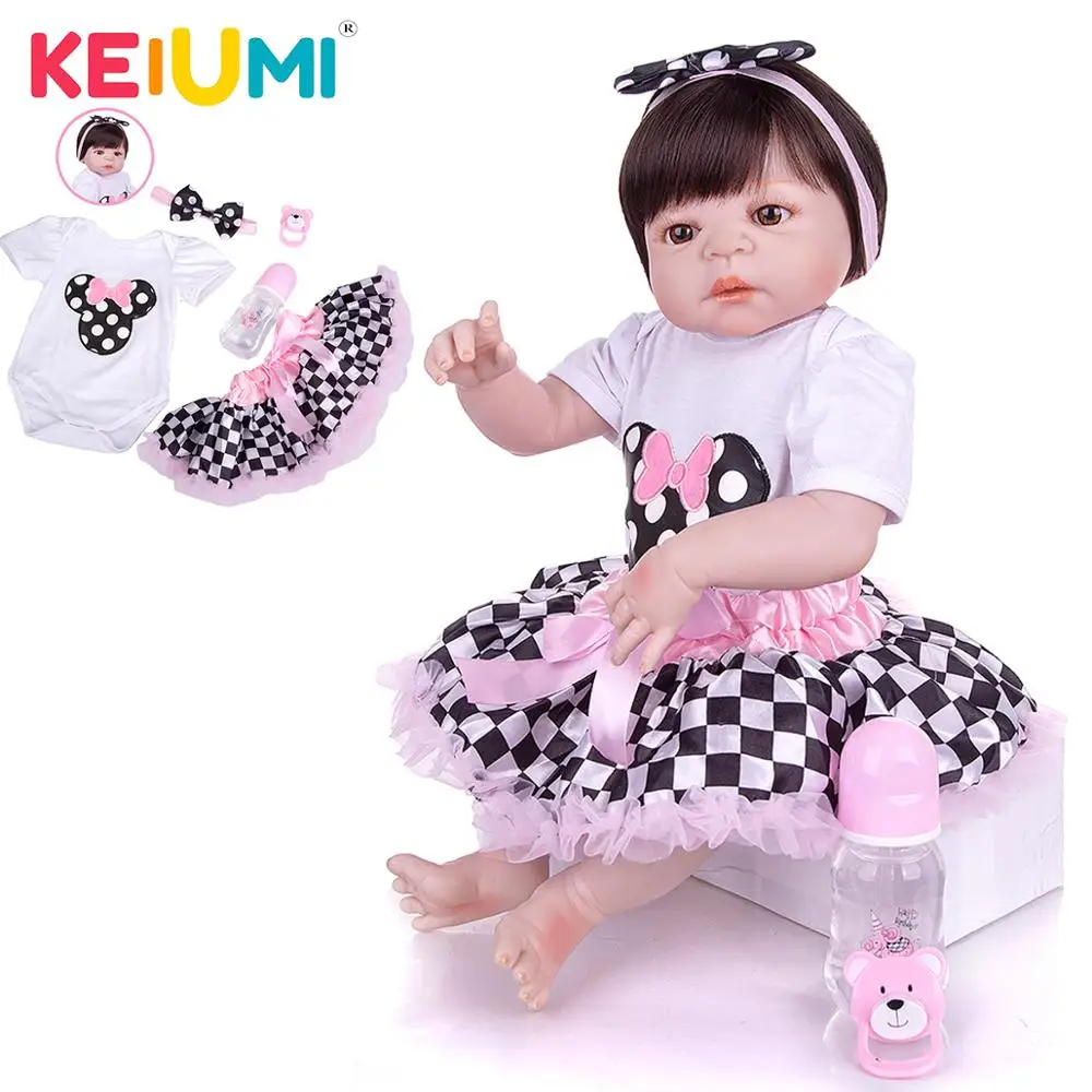 KEIMUI Милая 23 дюймовая Кукла Reborn Babies полностью силиконовая виниловая детские