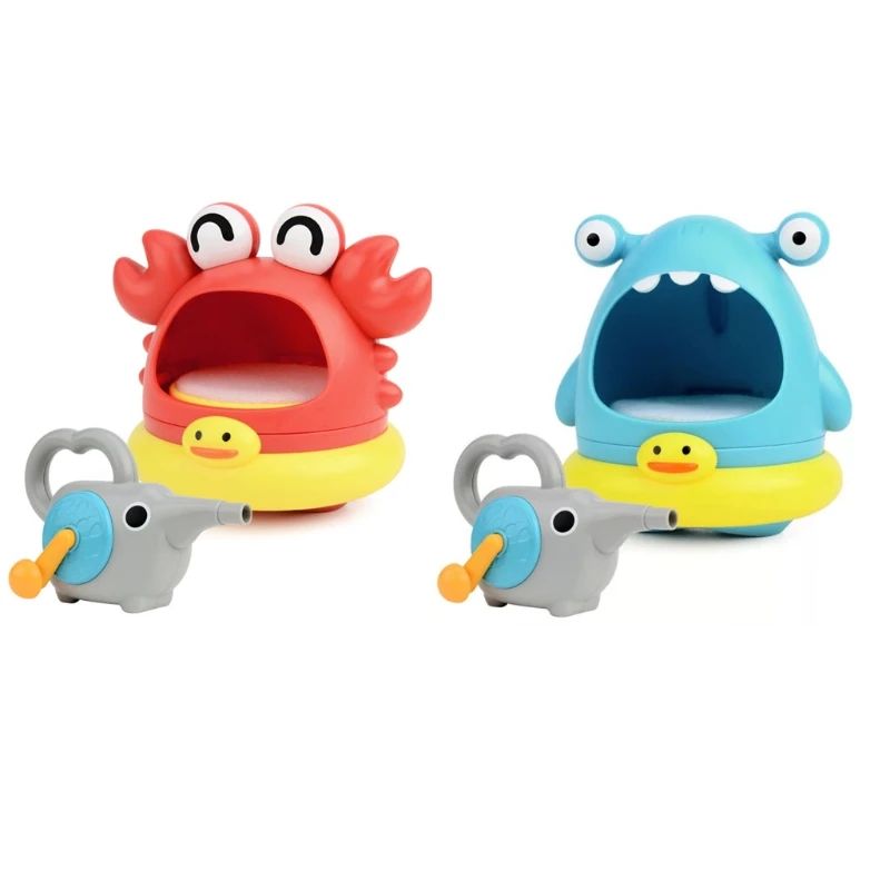 

K5DD 1Set Bubble Blower Manual Bubble Maker Cartoon Shape Blower Crab/Shark Bubble Blowing Maker Interactive Gift for Baby