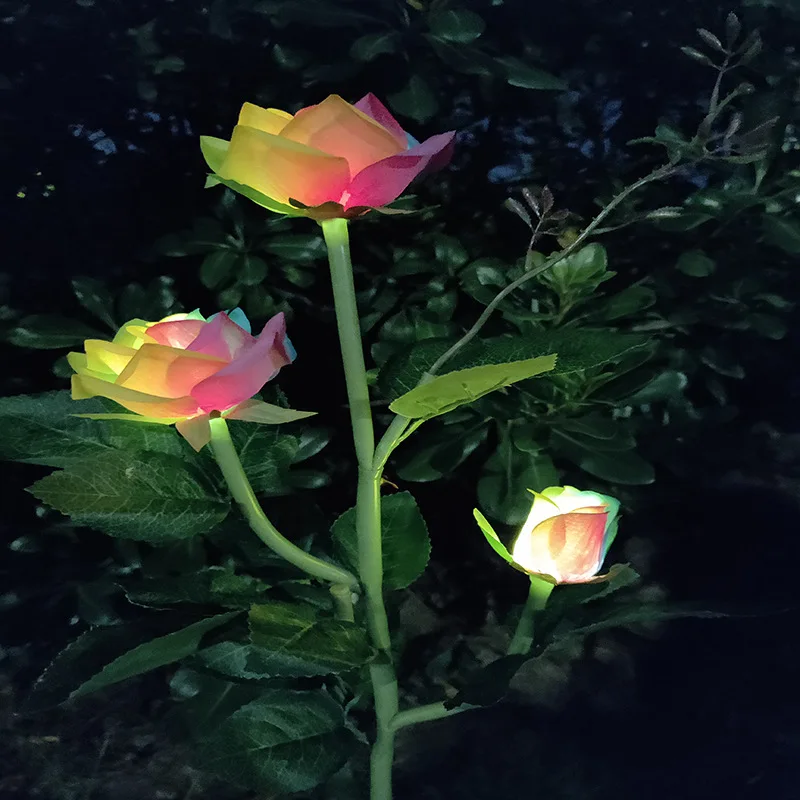 

Yard Multicolor Rose Solar LED Decoration Outdoor Lawn Light Family Garden Fake Flower Night Light Waterproof Light