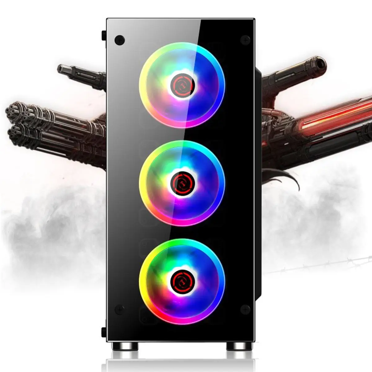 

350x290x410mm Desktop Transparent Glass Gaming Computer PC Case Gamer Cooling For ATX/ m-atx/mini-itx Motherboard Support 8 Fans