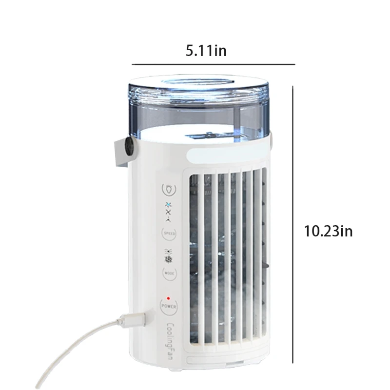 

Desktop Air Cooler Auto Shut-off w/ Night Light Type-C Charging For Room Home