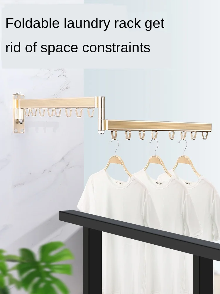 

Festoon The Outdoor Balcony Wall-mounted Folding Multi-function Clotheshorse Stealth Folding Drying Rack