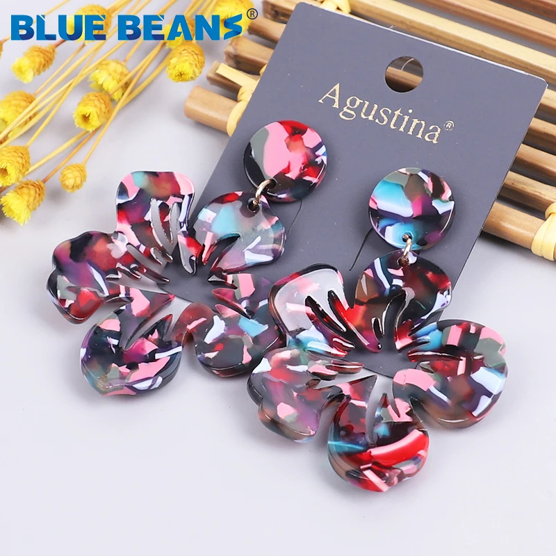 Серьги с голубыми бусинами 2020 цветочные серьги модные ювелирные изделия висячие