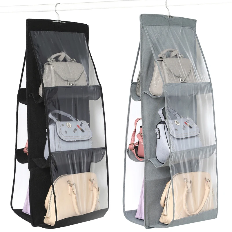 

Hanging Handbag Organizer for Wardrobe Closet Transparent Storage Bag Door Wall Clear Sundry Shoe Bag with Hanger Pouch