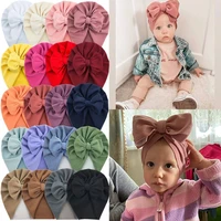 20pclot solid color baby hat big bowknot baby girl hat turban cashmere head wraps baby bonnet beanie newborn photography props