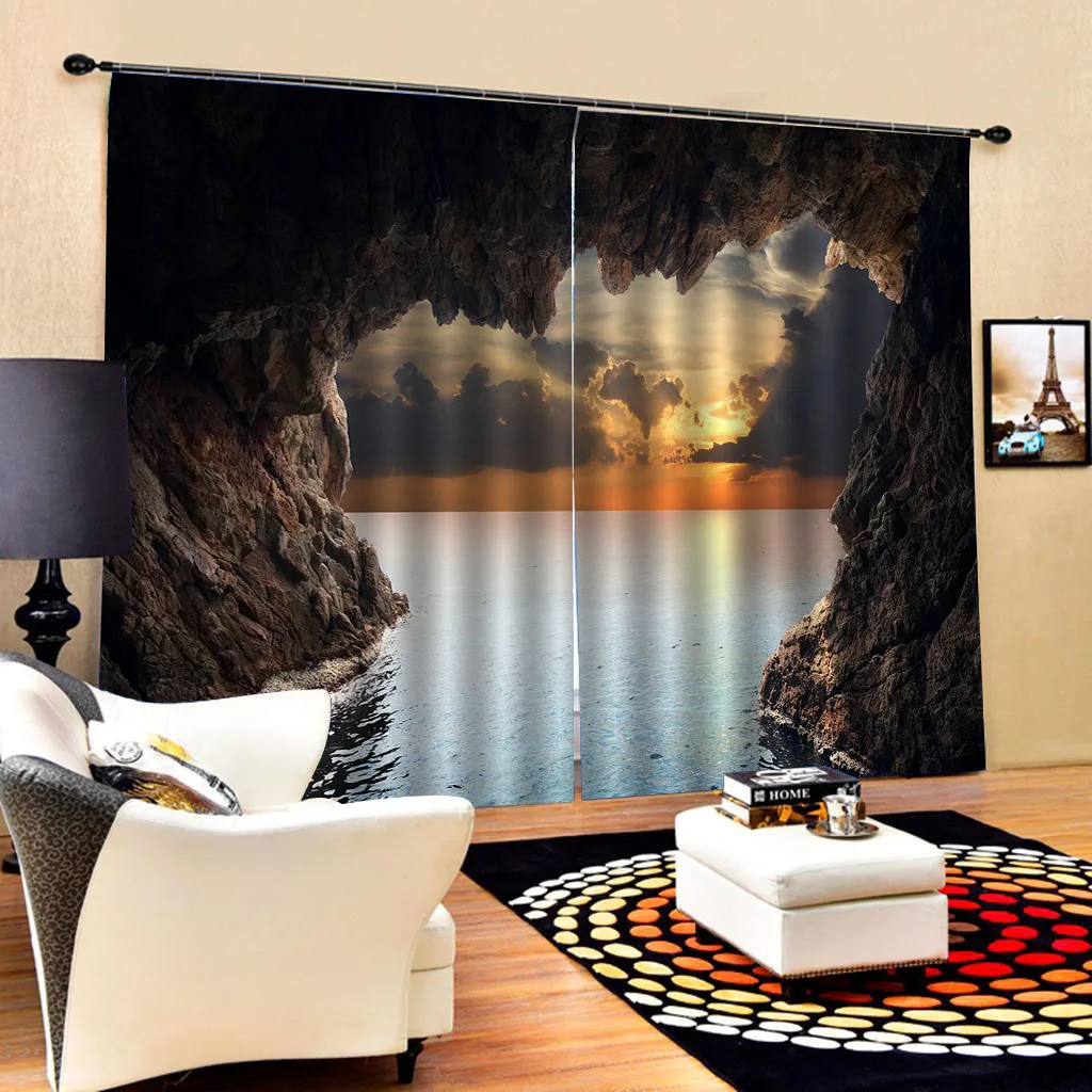 3D занавес на заказ красивый с закатом море занавеска для спальни ванной душа фото