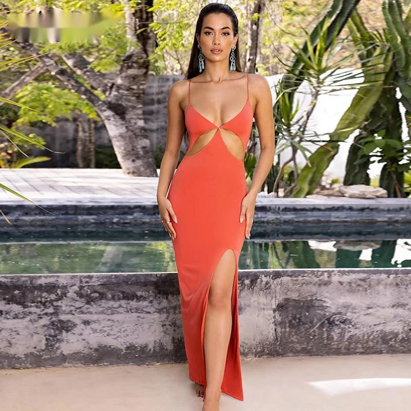 Женское летнее платье макси на бретельках с открытыми плечами|Женские платья| |