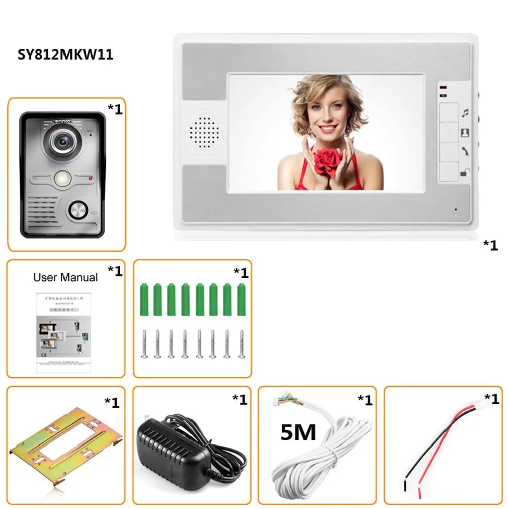 

LESHP Wired Video Intercom Doorbell 7 Inch Display Waterproof Night Vision Color Hands-free Doorbell Intercom System 420 Wire 92