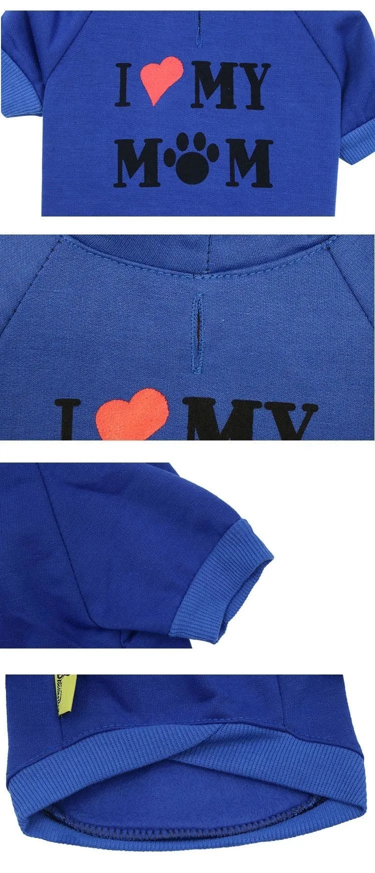 Pawstrip/XS-L Одежда для маленьких собак; худи для домашних собак с надписью «I Love Mom»; пальто с тонкой флисовой подкладкой; теплая одежда для щенков; зимняя куртка для собак