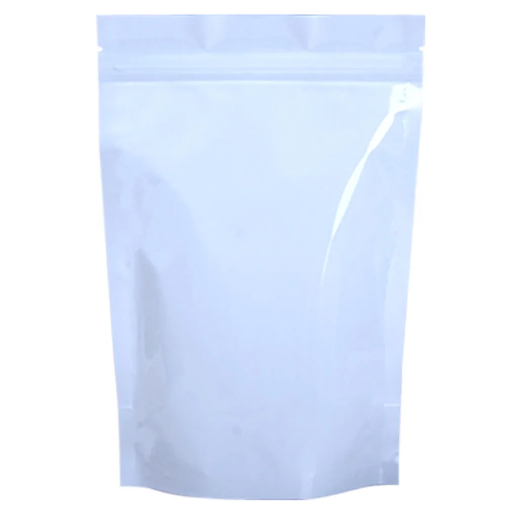 

Many Sizes Glossy White Zip Lock Plastic Bag Food Powder Package Aluminum Foil Mylar Stand Up Heat Seal Ziplock Pouches 100pcs
