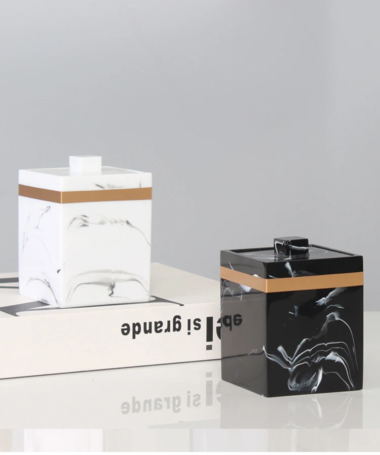 Коробка для ватных тампонов с мраморной текстурой крышкой набор аксессуаров