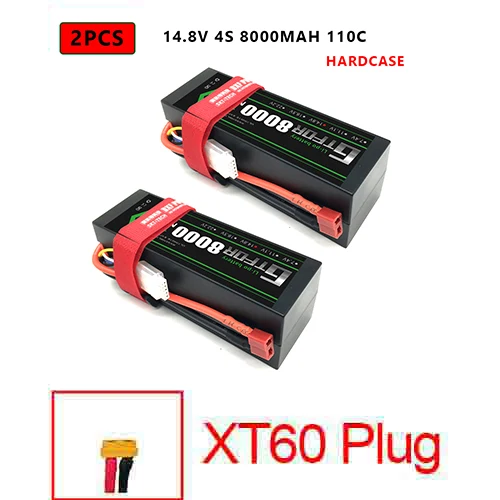 2PCS4S8000HARDXT60 DXF Lipo батарея 4S 8000mah 8400mah 14,8 V 110C 220C Hardcase для 1/8 1/10 масштаб Электрический радиоуправляемый Багги Truggy гусеничный автомобиль - Цвет: 2PCS4S8000HARDXT60