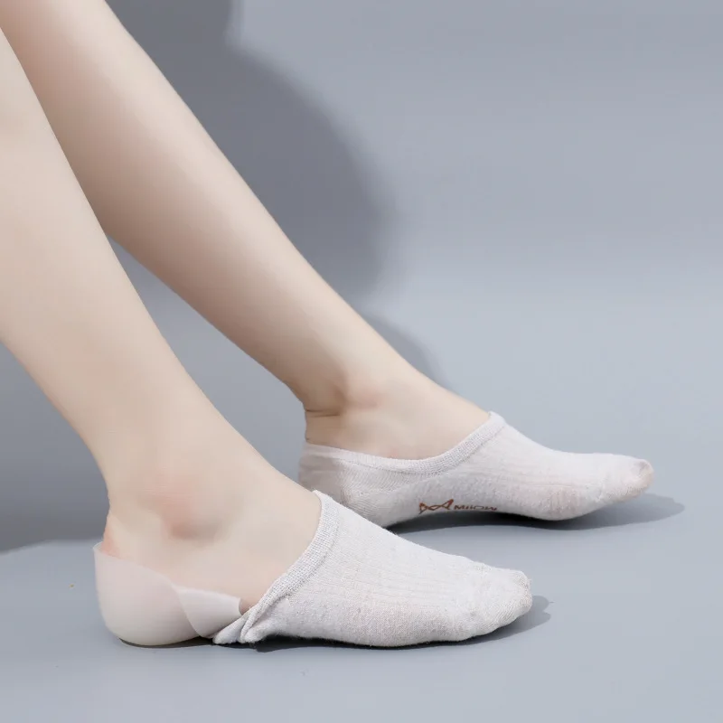 New Heel pad Invisible heightening insole silicone physical bionic interior heightening protection heel insoles for shoes 2-6