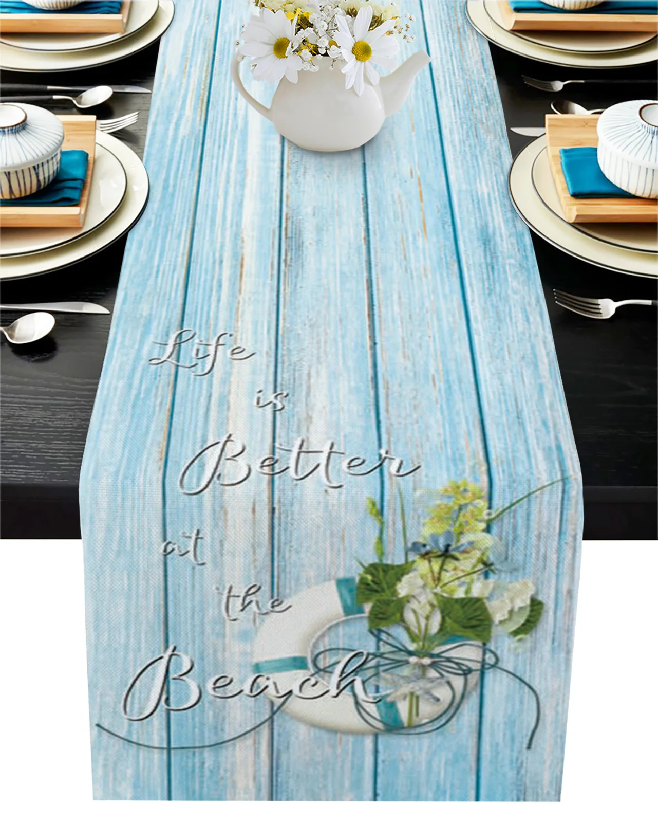 

Летние под дерево цветы Настольная дорожка дома Кухня обеденный стол Декоративная скатерть и салфетки Декор свадебного стола