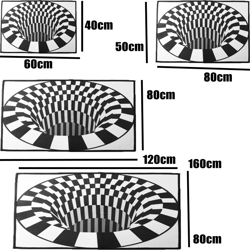 3D коврики блестящие белые черные абстрактные геометрические Оптические иллюзии