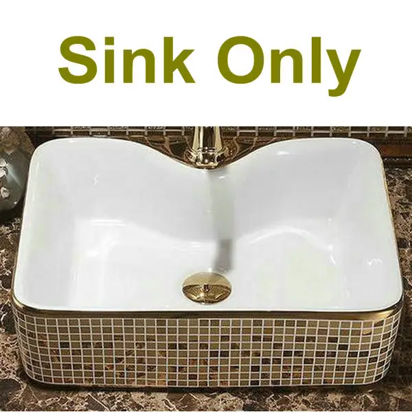 Sink2 Only Мозаичная Золотая художественная столешница прямоугольная керамика раковина для ванной комнаты - Цвет: Sink2 Only