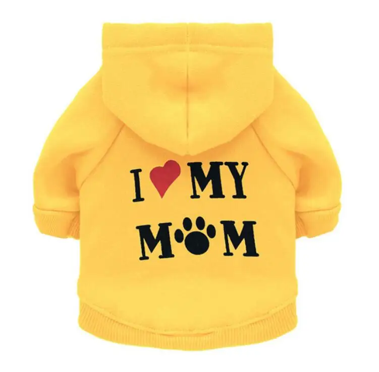 Теплая одежда для собак, одежда для щенков I Love My Mum, спортивные худи для домашних собак, одежда для щенков, зимняя одежда для чихуахуа, 15 - Цвет: Цвет: желтый