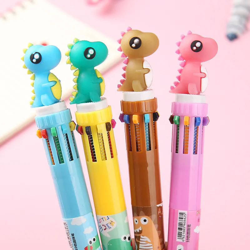 Творческая мультяшная шариковая ручка 10 цветов цветной пресс пластиковая