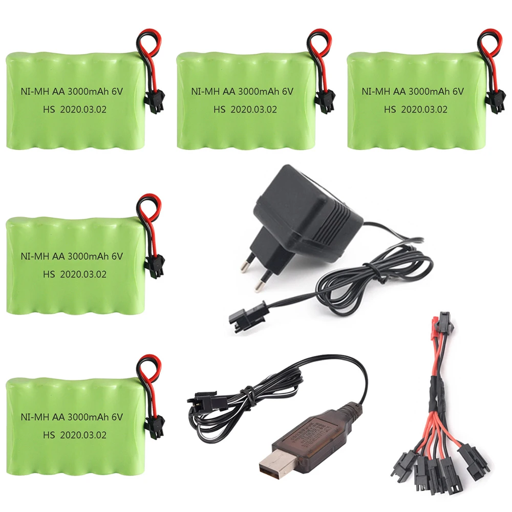 Никель металлогидридный аккумулятор 6 в 3000 мач штепсельная вилка SM и зарядное