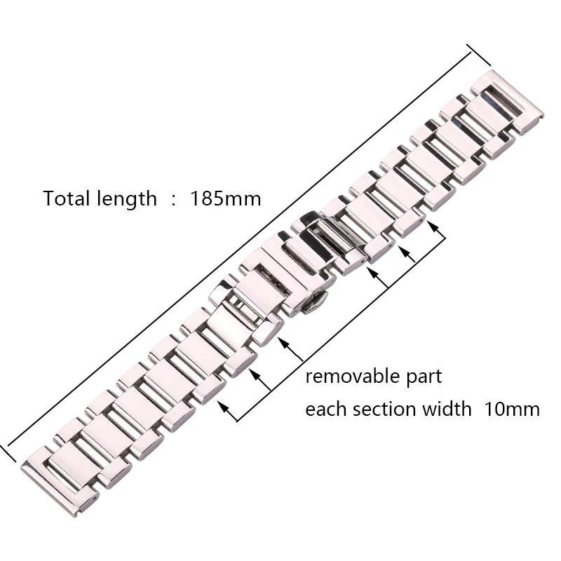 Металлический ремешок для часов HENGRC браслет женщин полированный из нержавеющей