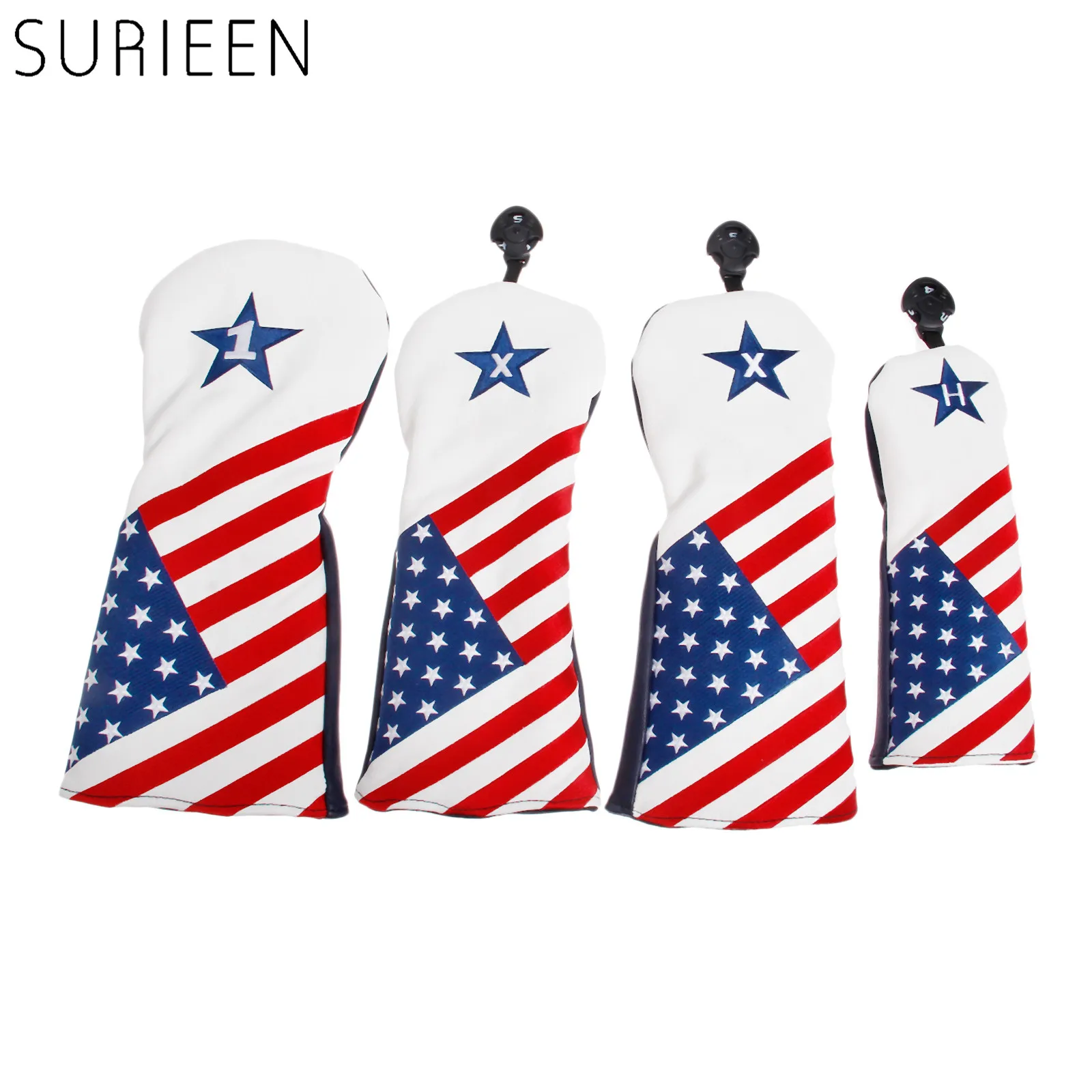 4 шт. PU Гольф древесины шлем с флаге США Стиль за 1 гольф крышка приводного