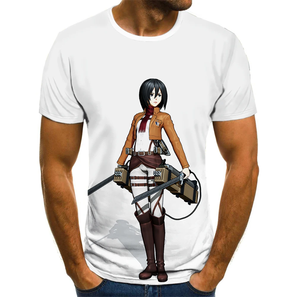 

2021 Four Seasons New Hot Selling Animation Clothing Attack On Titan Print Top Short Sleeve Funny And Novel Lovers Manga T-Shirt