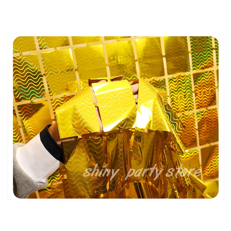 Волнистая Лазерная квадратная дождевая шелковая занавеска 1 м × 2 фон вечерние