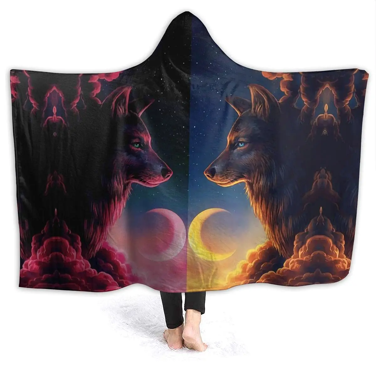 Одеяло с капюшоном для улицы носимый свитшот худи плюшевый халат диван одеяло