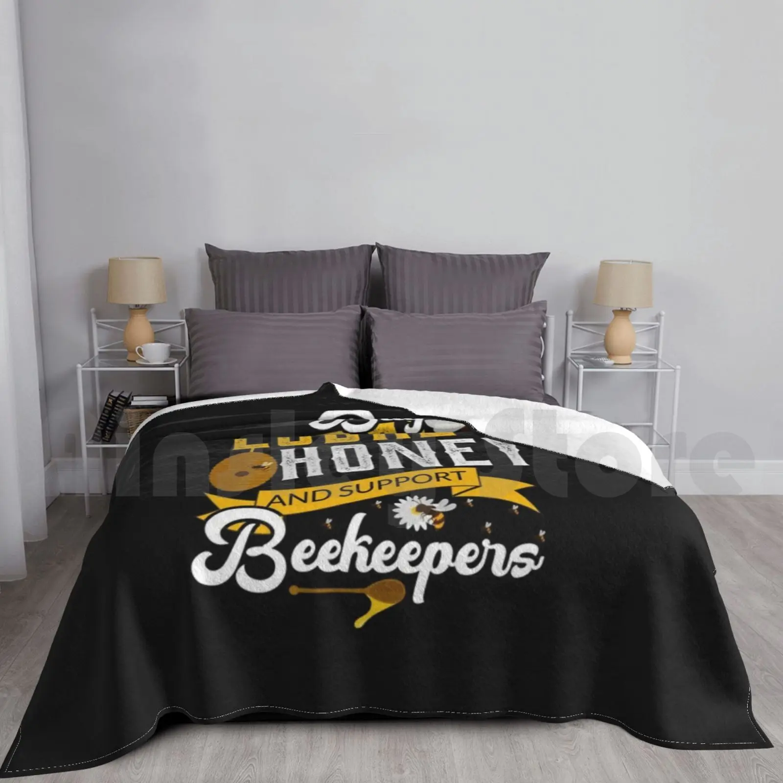 

Buy Local Honey And Support Beekeepers Blanket For Sofa Bed Travel Bee Beekeeper Honeybee Beekeeper Gift Gift