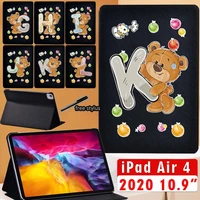 for ipad air 4 10 9 inch 2020 initial name pu leather tablet stand folio cover a2316 a2324 a2325 a2072 for ipad air 4th case