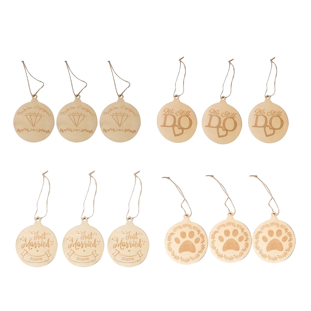 

3Set Wooden Round Cut Ornament Embellishment Tag for DIY Scrapbooking