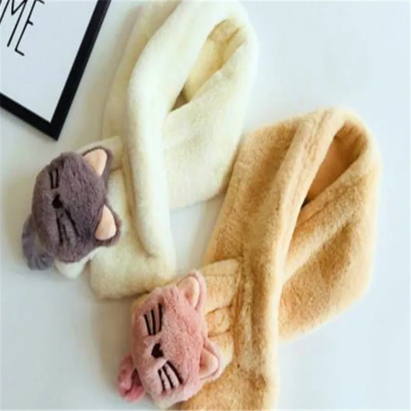 Детский мультяшный пушистый шарф для девочек на осень и зиму maomao кошачий