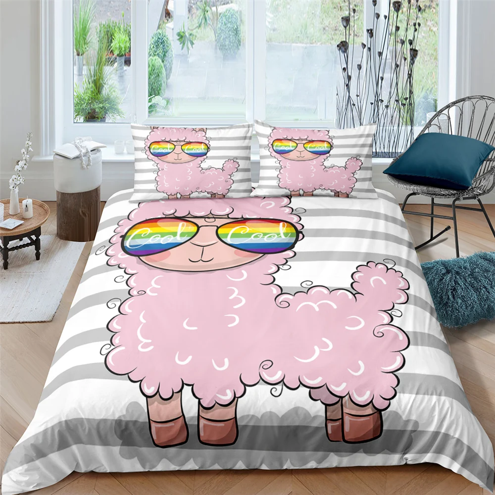 Альпака с забавными овечками 3D постельные комплекты детских пижам героями