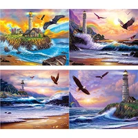 5d diy diamond painting eagle diamond embroidery full square round drill scenery lighthouse rhinestones crafts home decor gift