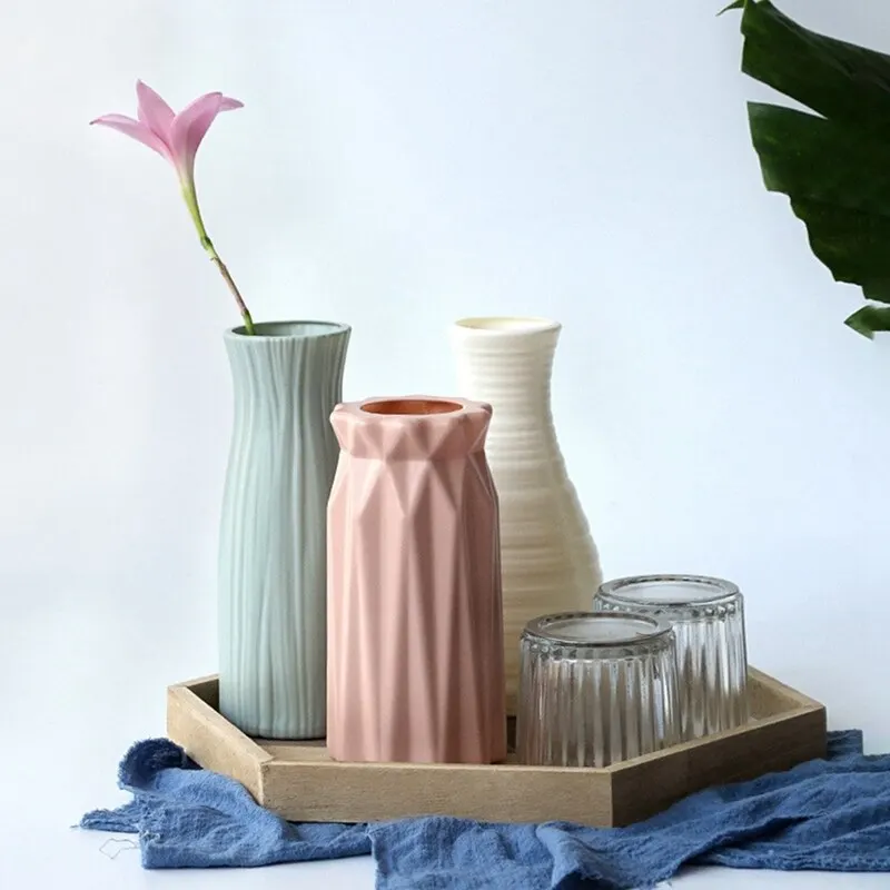 

Nordic Style Plastic Vase Modern Imitation Ceramic Large Hydroponic Green Dill Bamboo Flower Flower Basket Home Decoration