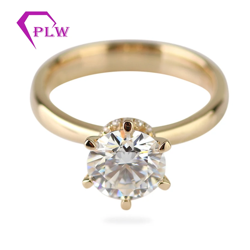 1.5ct Золото Классический 6 коготь Помолвочное с солитёром платье кольцо 18 К желтого золота Moissanite обручальное кольцо