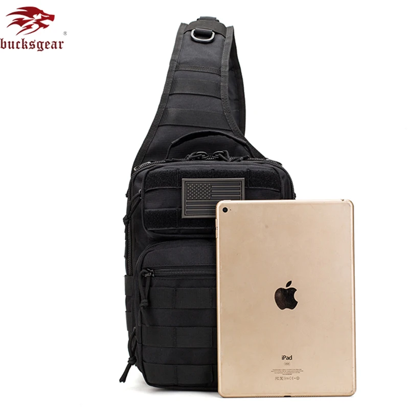 

BUCKSGEAR small outdoor hunting crossbody bag with rain cover military tactical chest bag 10l