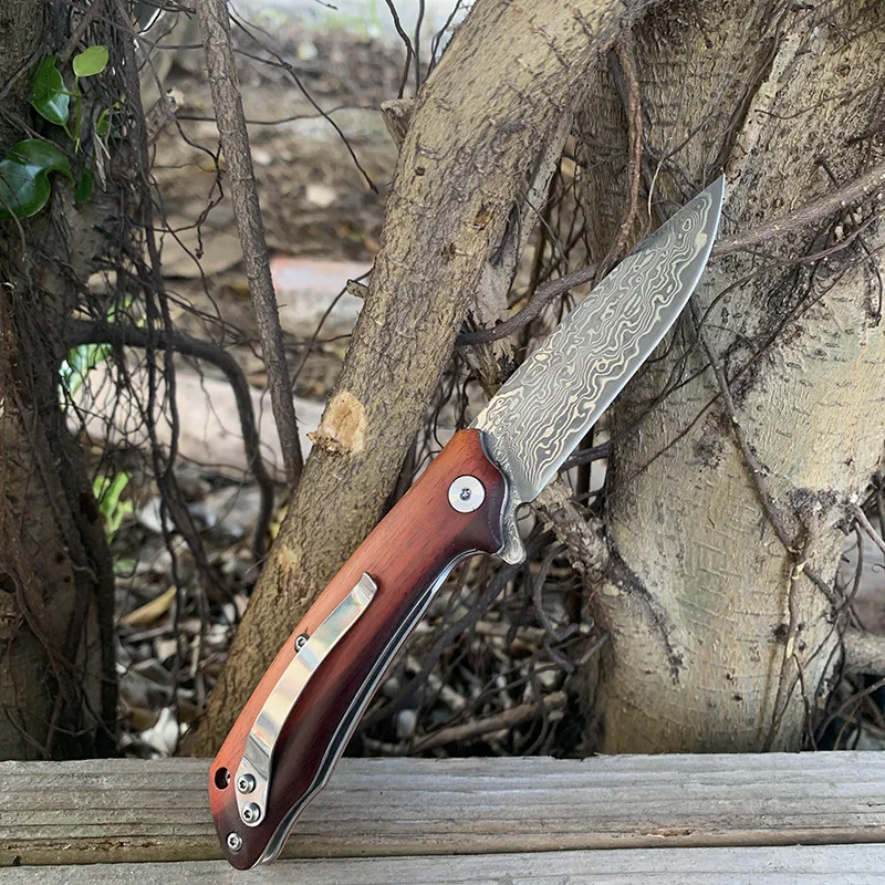 Новый карманный нож ручной работы из красного сандалового дерева Дамаск VG10