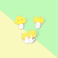 yellow mushroom hedgehogs enamel pins cat shape brooches badge cute accessories on backpack cap gift for women men jewelry